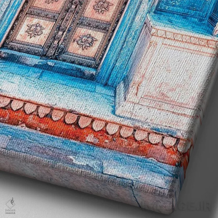 تابلو دکوراتیو معماری در راجستان اثر مانجیک پیکچرز - نمای نزدیک بافت بوم