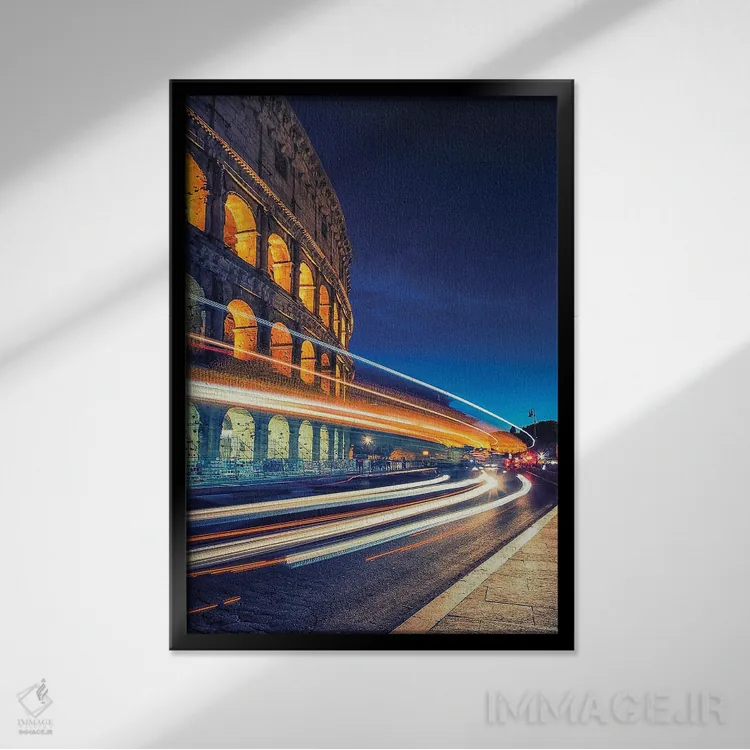 تابلو دکوراتیو شب در رم اثر مانجیک پیکچرز - نمای قابدار مشکی