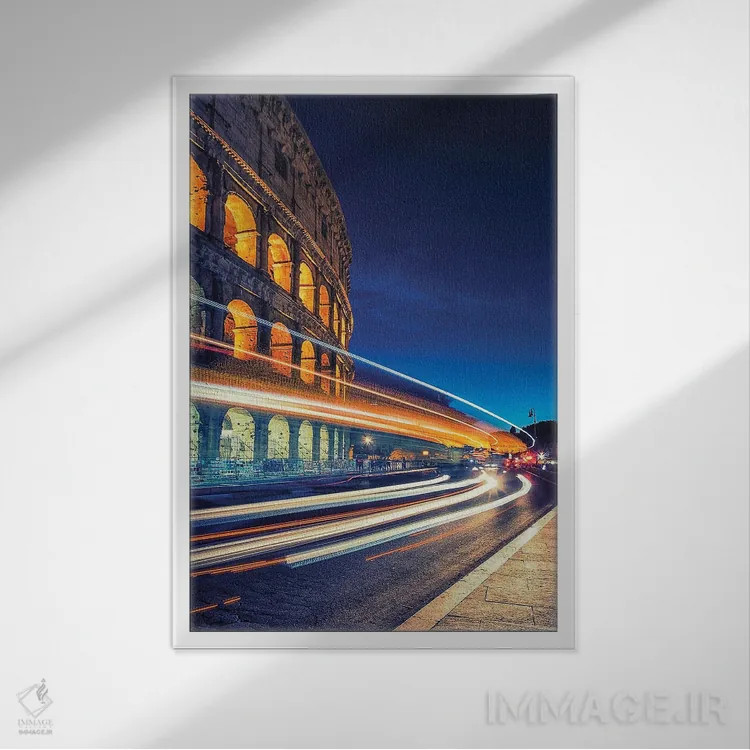 تابلو دکوراتیو شب در رم اثر مانجیک پیکچرز - نمای قابدار سفید