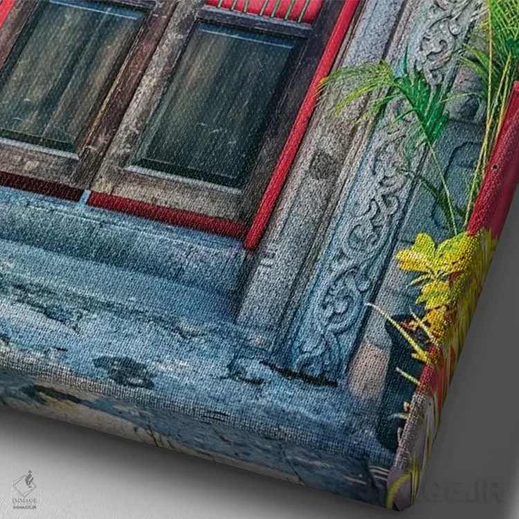 تابلو دکوراتیو معماری چینی اثر مانجیک پیکچرز - نمای نزدیک بافت بوم