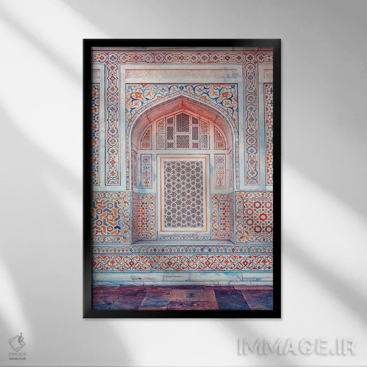 تابلو دکوراتیو معماری هندی اثر مانجیک پیکچرز - نمای قابدار مشکی