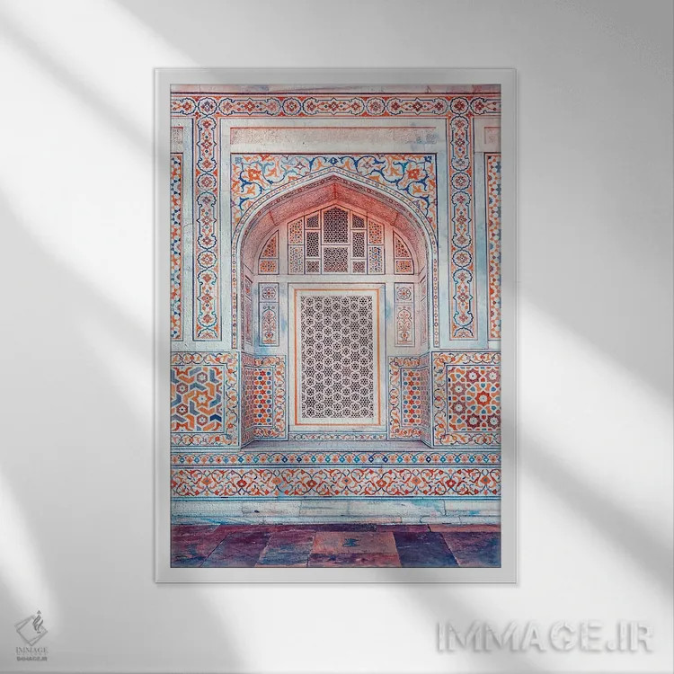 تابلو دکوراتیو معماری هندی اثر مانجیک پیکچرز - نمای قابدار سفید