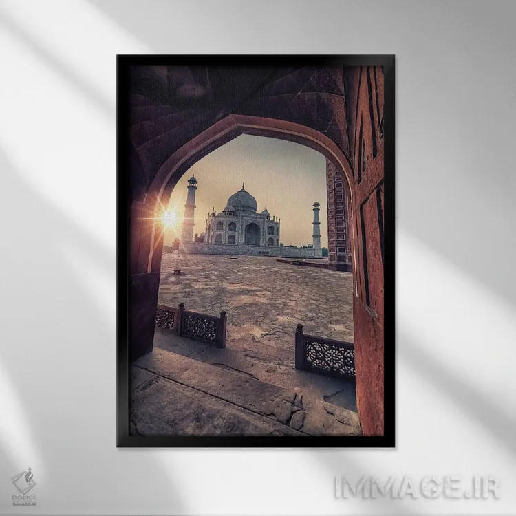 تابلو دکوراتیو معماری تاج محل اثر مانجیک پیکچرز - نمای قابدار مشکی
