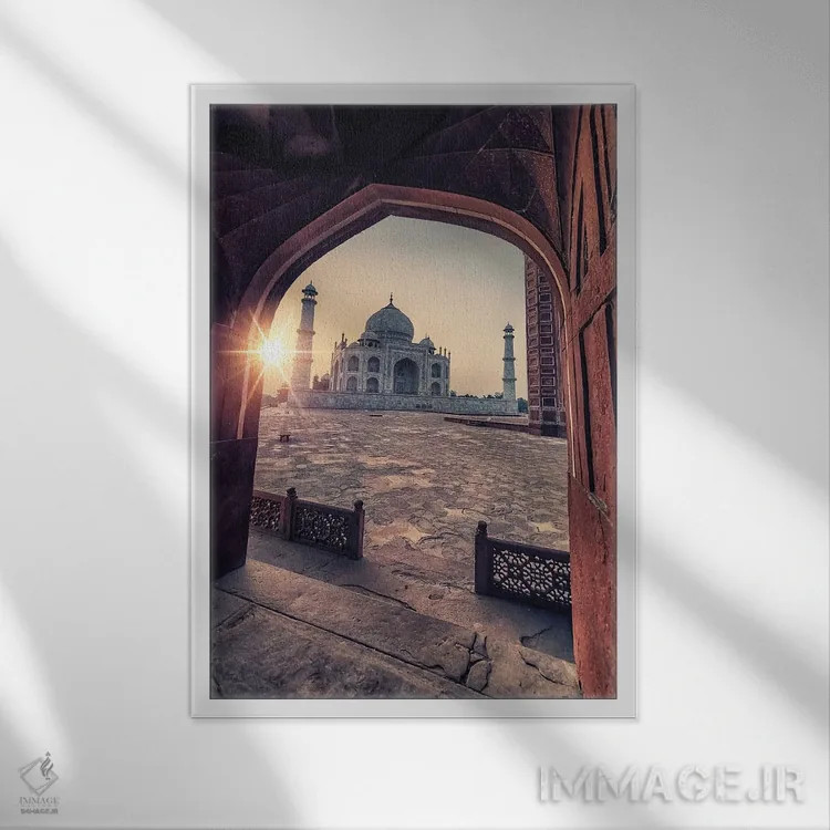 تابلو دکوراتیو معماری تاج محل اثر مانجیک پیکچرز - نمای قابدار سفید
