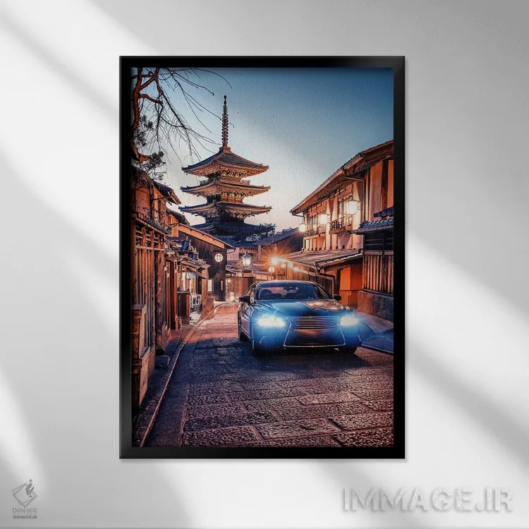 تابلو دکوراتیو خیابان کیوتو اثر مانجیک پیکچرز - نمای قابدار مشکی