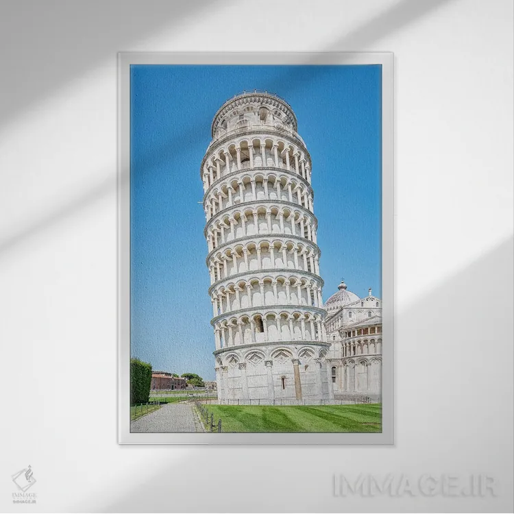 تابلو دکوراتیو برج کج پیزا اثر مانجیک پیکچرز - نمای قابدار سفید