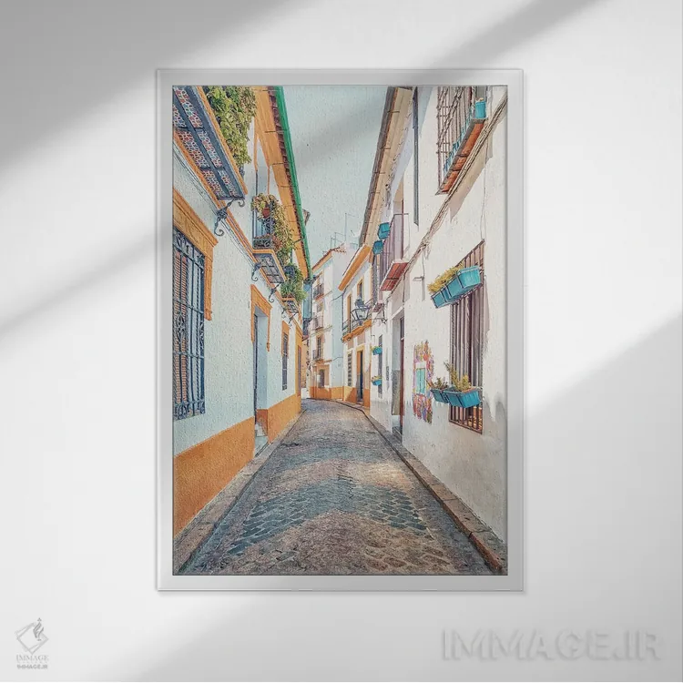 تابلو دکوراتیو خیابان های کوردوبا اثر مانجیک پیکچرز - نمای قابدار سفید