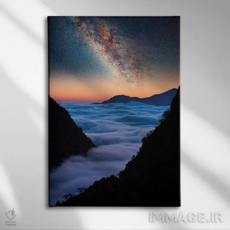 تابلو دکوراتیو غروب هیمالیا اثر مانجیک پیکچرز - نمای روبهرو روی دیوار