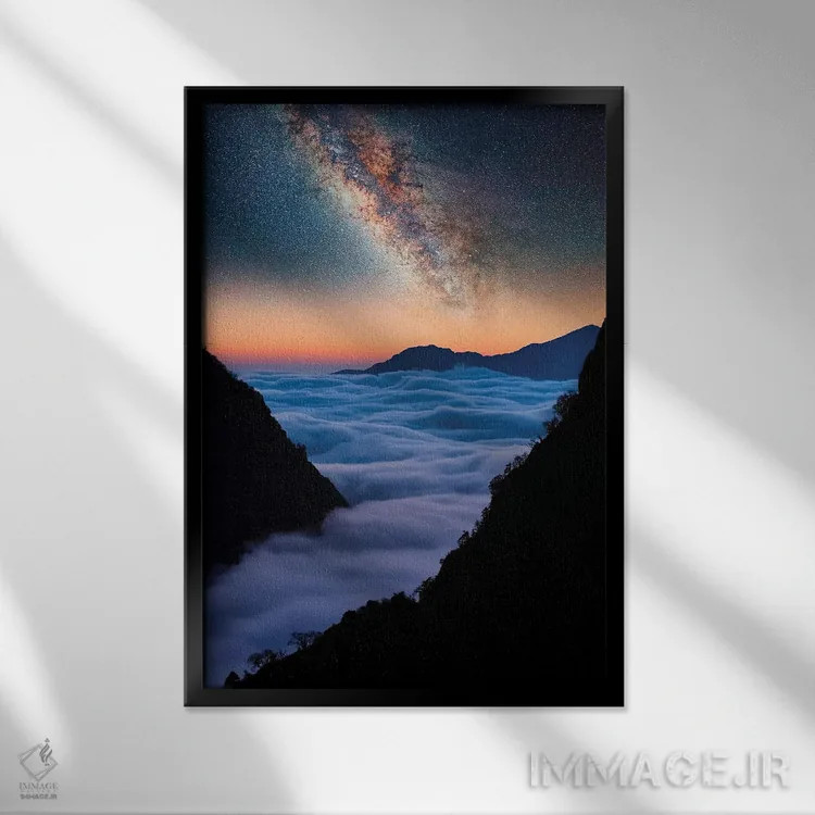 تابلو دکوراتیو غروب هیمالیا اثر مانجیک پیکچرز - نمای قابدار مشکی