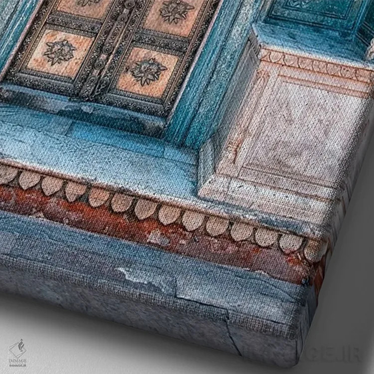 تابلو دکوراتیو معماری راجستان اثر مانجیک پیکچرز - نمای نزدیک بافت بوم