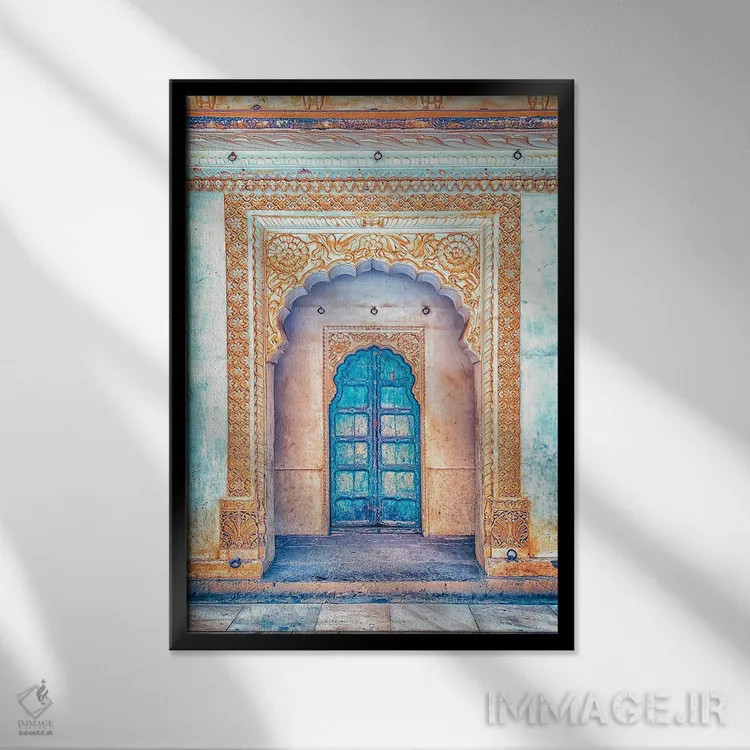 تابلو دکوراتیو در آبی راجستان اثر مانجیک پیکچرز - نمای قابدار مشکی