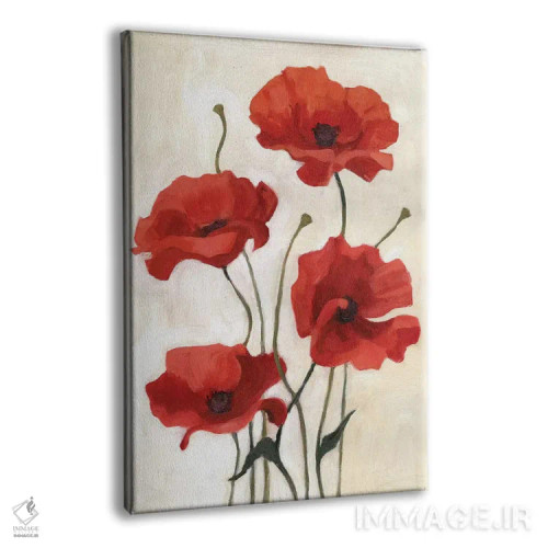 تابلو دکوراتیو دسته گل شقایق ۳ اثر اما اسکاروی - نمای پرسپکتیو محصول