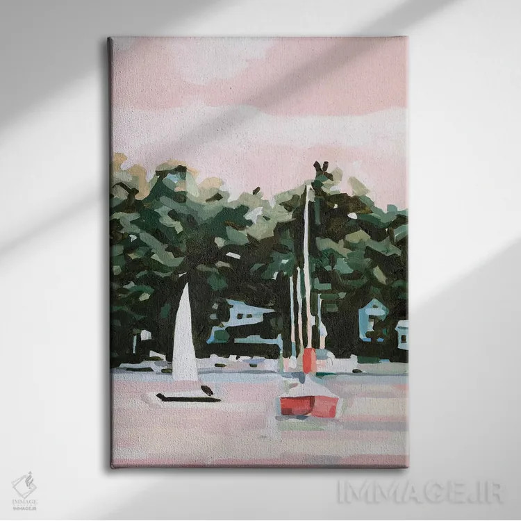 تابلو دکوراتیو عصرگاه دریاچه ۲ اثر اما اسکاروی - نمای روبهرو روی دیوار