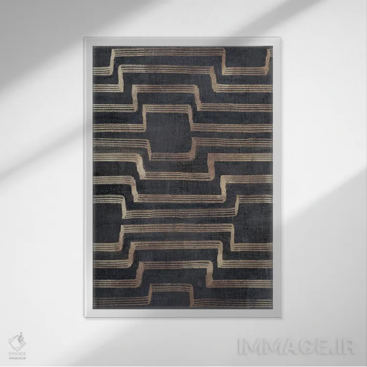 تابلو انتزاعی سمفونی طلایی در حرکت ۲ اثر اما پیل - نمای قابدار سفید