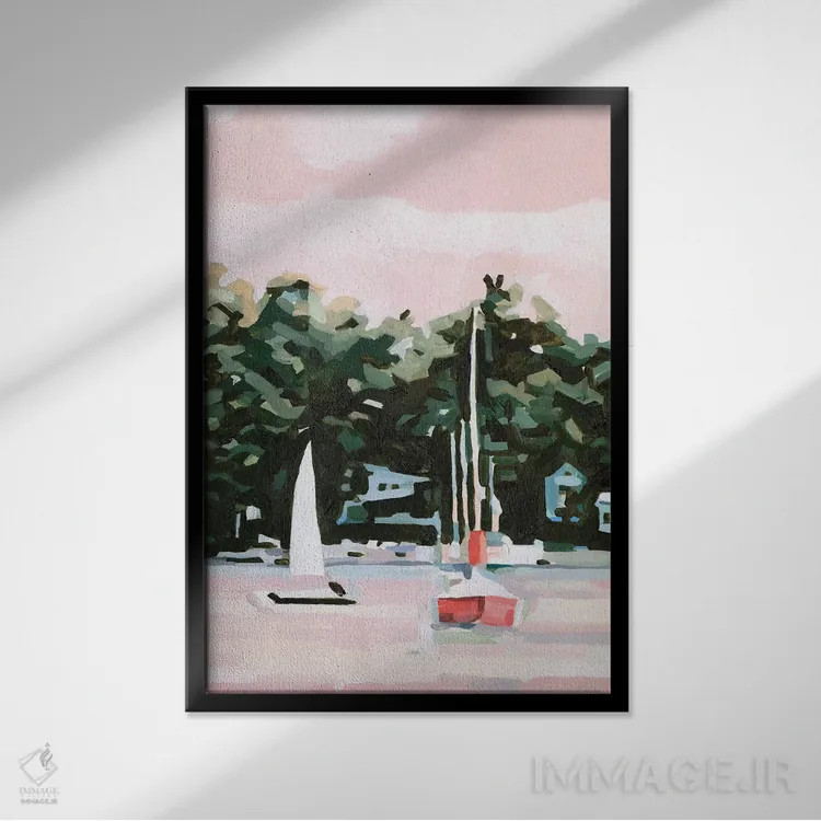 تابلو دکوراتیو عصرگاه دریاچه ۲ اثر اما اسکاروی - نمای قابدار مشکی