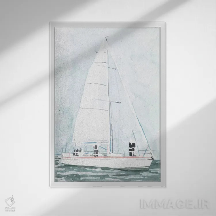 تابلو دکوراتیو قایق بادبانی نرم ۳ اثر اما اسکاروی - نمای قابدار سفید