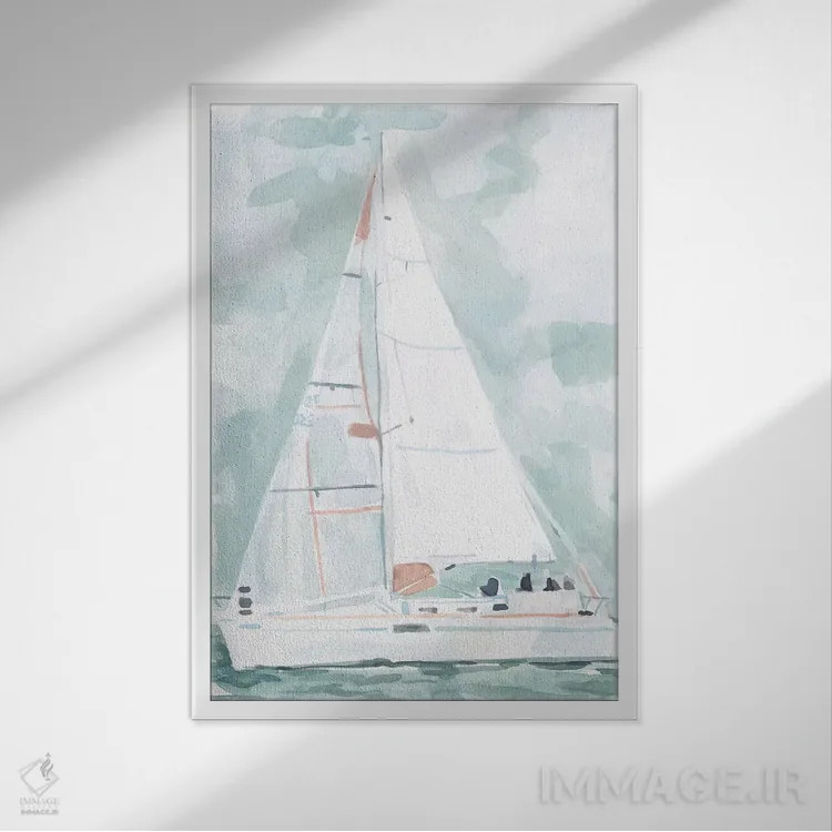 تابلو دکوراتیو قایق بادبانی نرم ۲ اثر اما اسکاروی - نمای قابدار سفید