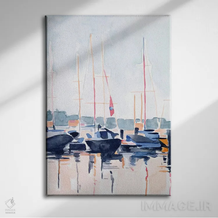 تابلو مدرن باشگاه قایق آبرنگی ۲ اثر اما اسکاروی - نمای روبهرو روی دیوار