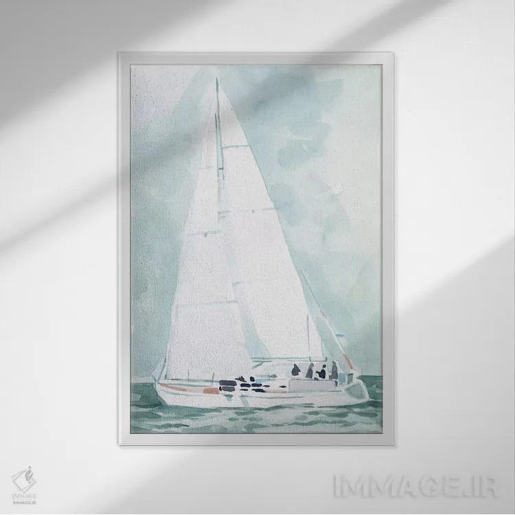 تابلو دکوراتیو قایق بادبانی نرم ۴ اثر اما اسکاروی - نمای قابدار سفید