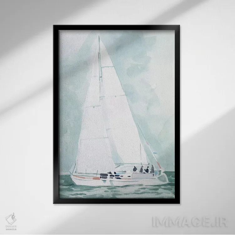 تابلو دکوراتیو قایق بادبانی نرم ۴ اثر اما اسکاروی - نمای قابدار مشکی