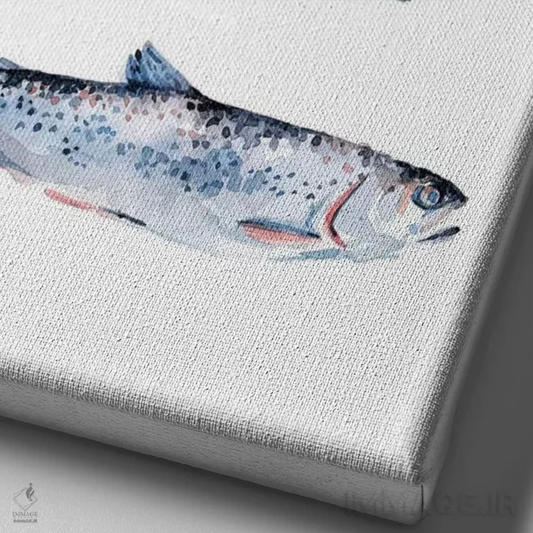 تابلو دکوراتیو قزل آلای روی هم ۲ اثر اما اسکاروی - نمای نزدیک بافت بوم