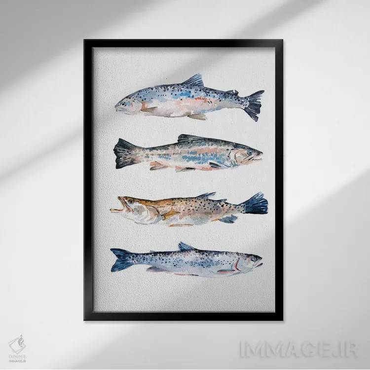 تابلو دکوراتیو قزل آلای روی هم ۲ اثر اما اسکاروی - نمای قابدار مشکی