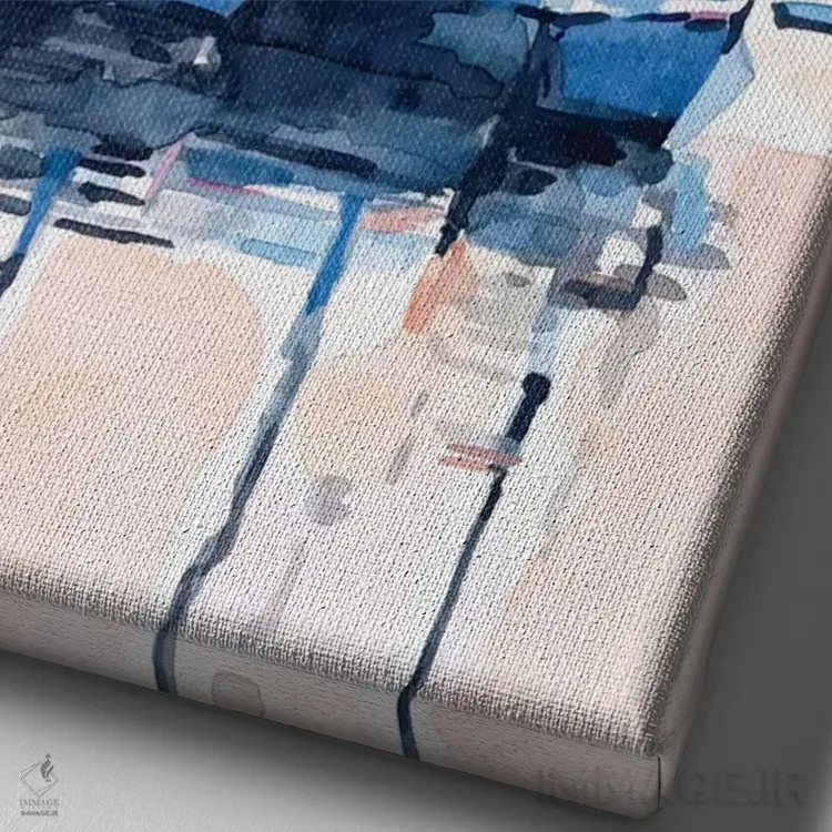 تابلو مدرن باشگاه قایق آبرنگی ۱ اثر اما اسکاروی - نمای نزدیک بافت بوم