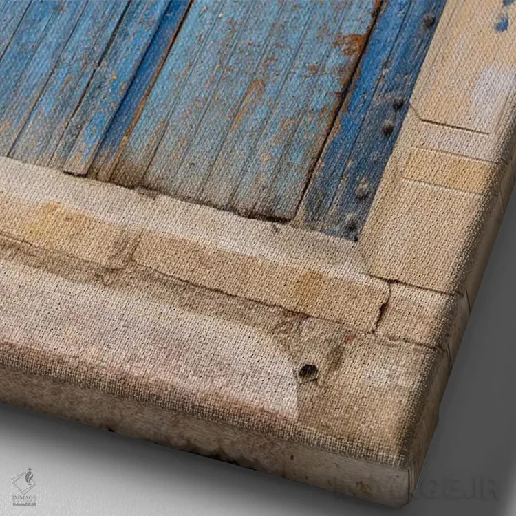 تابلو دکوراتیو Tunisia. A Blue Door In A Keyhole Arch, Also Known As A… اثر امیلی ام ویلسون - نمای نزدیک بافت بوم