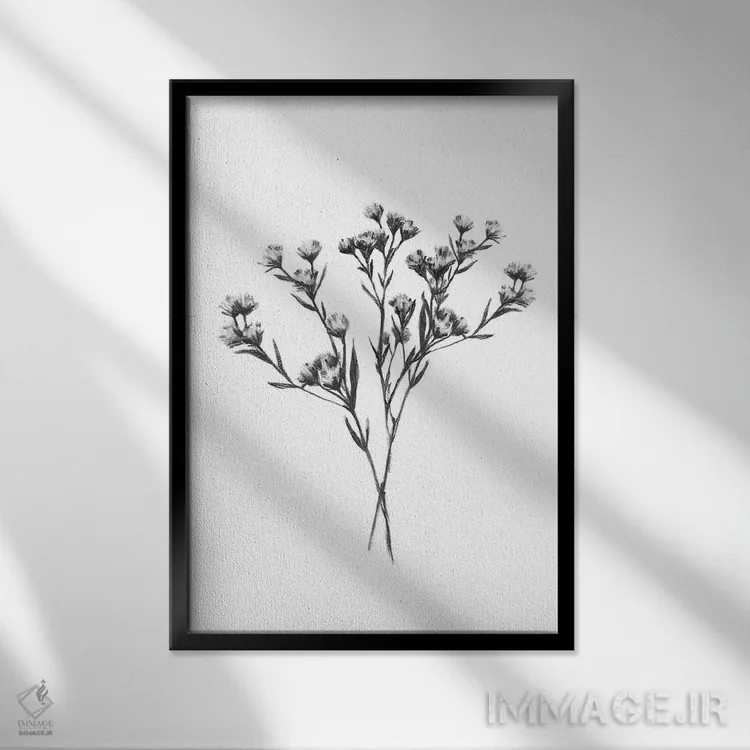 تابلو مینیمال دسته چاتری وحشی ۲ اثر اما اسکاروی - نمای قابدار مشکی