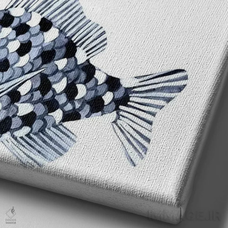 تابلو دکوراتیو ماهی آبی ۲ اثر اما اسکاروی - نمای نزدیک بافت بوم