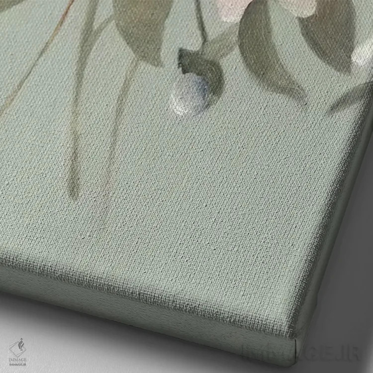 تابلو دکوراتیو دسته گل پاستلی ۱ اثر اما اسکاروی - نمای نزدیک بافت بوم