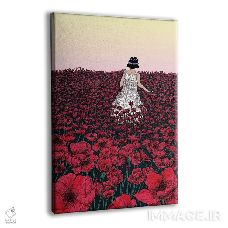 تابلو دکوراتیو مزرعه شقایق اثر الا مازور - نمای پرسپکتیو محصول