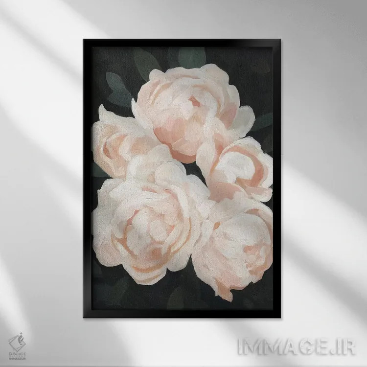 تابلو دکوراتیو گیاهان شبانه ۲ اثر اما اسکاروی - نمای قابدار مشکی