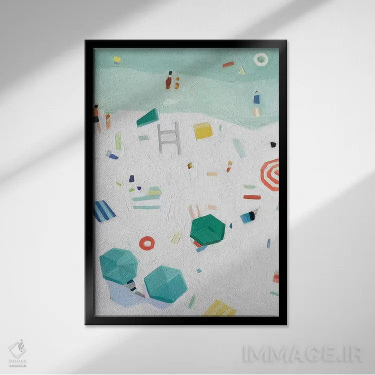 تابلو دکوراتیو چشم انداز ساحل ۱ اثر اما اسکاروی - نمای قابدار مشکی