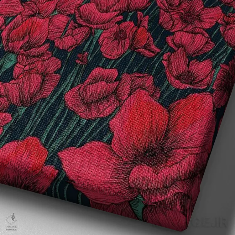 تابلو دکوراتیو مزرعه شقایق اثر الا مازور - نمای نزدیک بافت بوم