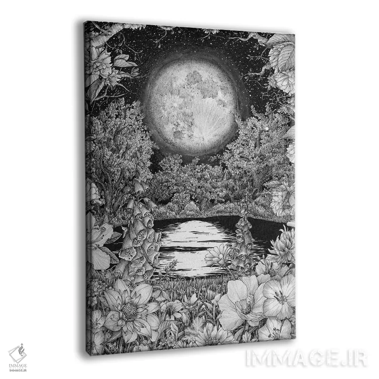 تابلو دکوراتیو بازتاب های باغ ماه اثر الا مازور - نمای پرسپکتیو محصول