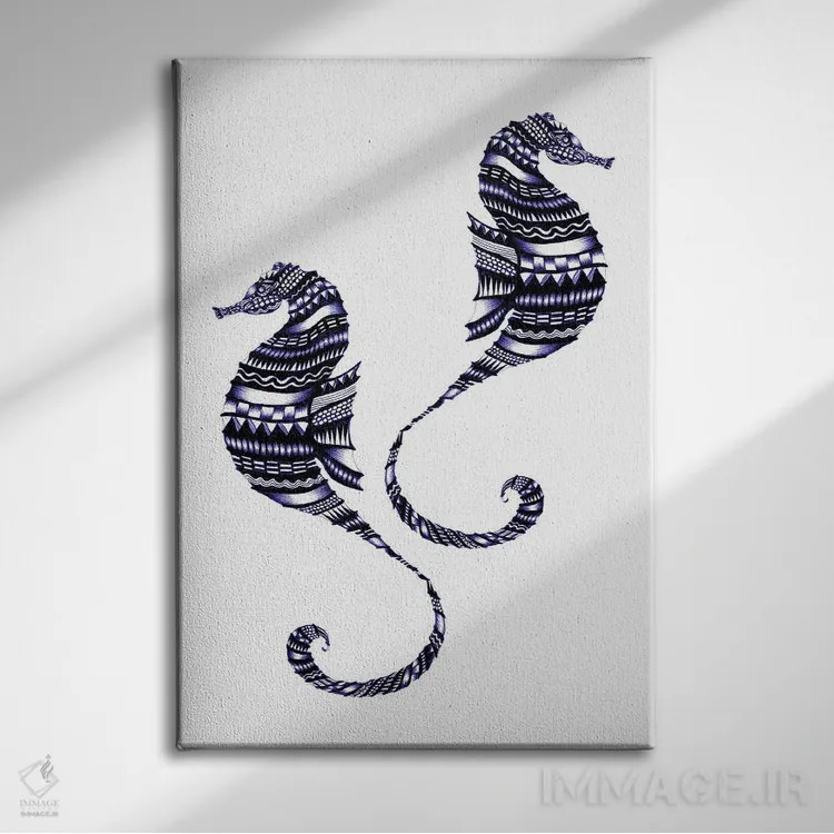 تابلو دکوراتیو تاخت وتاز زیر آب اثر الا مازور - نمای روبهرو روی دیوار