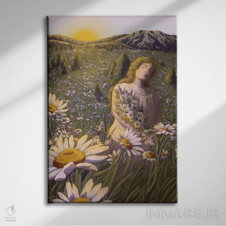 تابلو دکوراتیو خورشید طلوع می کند و من گل ها را جمع می آورم اثر الا مازور - نمای روبهرو روی دیوار