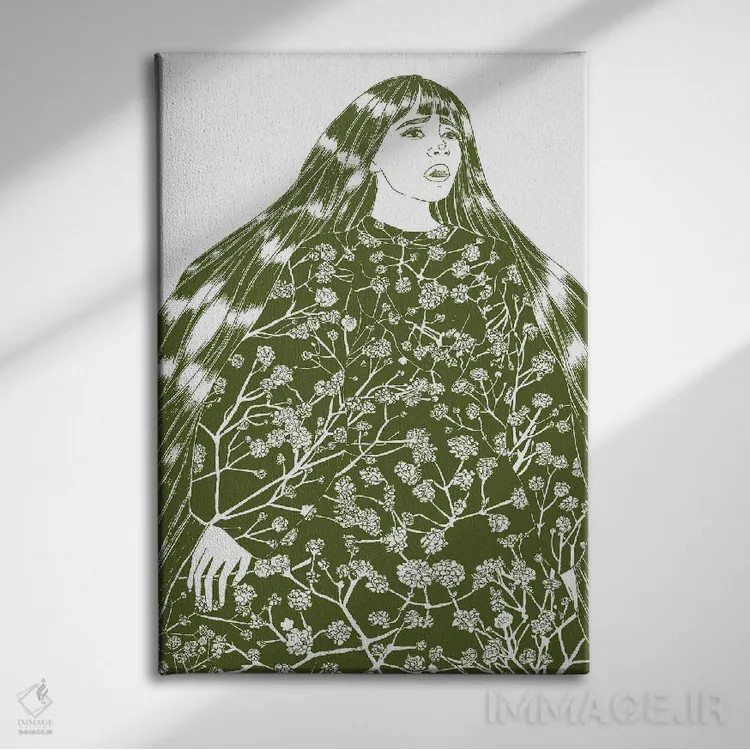 تابلو مدرن گل نفس کودک اثر الا مازور - نمای روبهرو روی دیوار