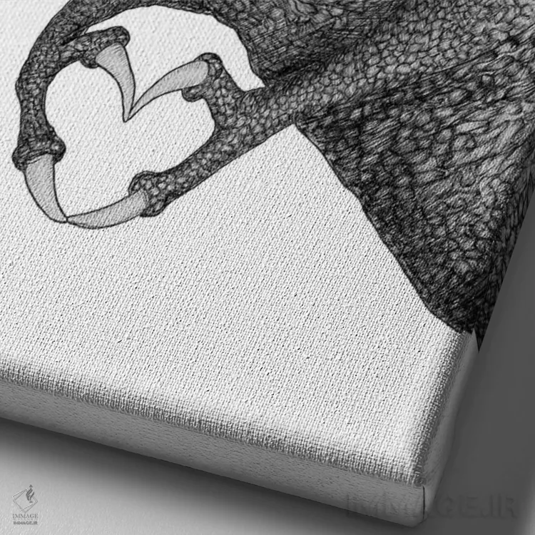 تابلو دکوراتیو عشق دایناسوری اثر الا مازور - نمای نزدیک بافت بوم