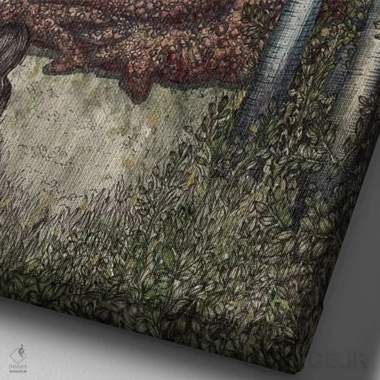 تابلو دکوراتیو شاه وزغ اثر الا مازور - نمای نزدیک بافت بوم