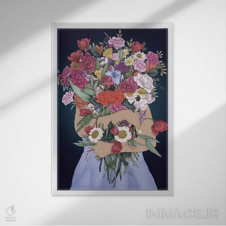 تابلو دکوراتیو چیدن یک باغ اثر الا مازور - نمای قابدار سفید