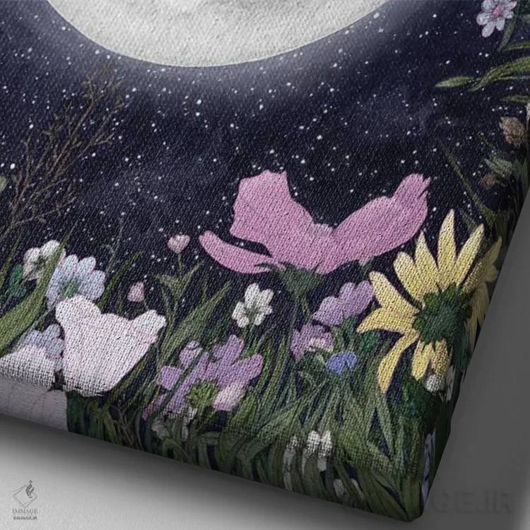 تابلو دکوراتیو جادوی ماه در علفزار اثر الا مازور - نمای نزدیک بافت بوم