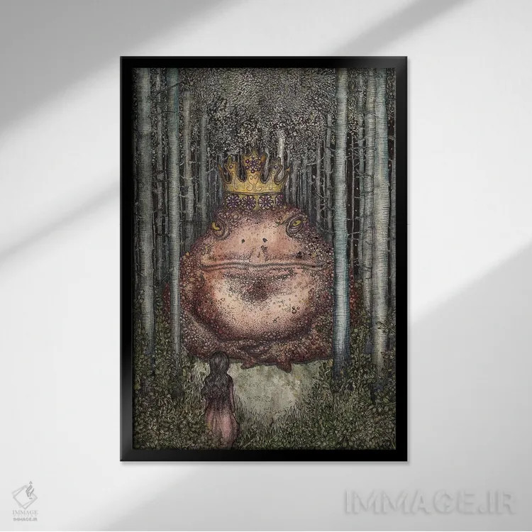 تابلو دکوراتیو شاه وزغ اثر الا مازور - نمای قابدار مشکی