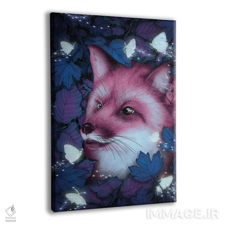 تابلو دکوراتیو روباه در جنگل نیمه شب اثر الا مازور - نمای پرسپکتیو محصول