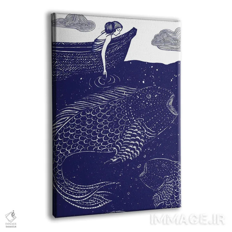 تابلو مدرن چراغ های آبی درخشان دریا اثر الا مازور - نمای پرسپکتیو محصول