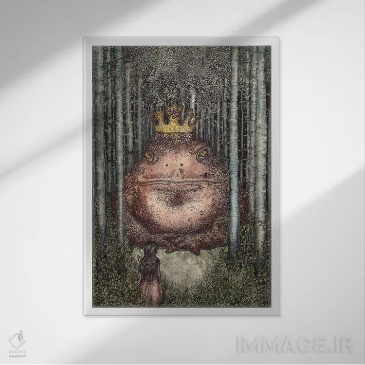 تابلو دکوراتیو شاه وزغ اثر الا مازور - نمای قابدار سفید