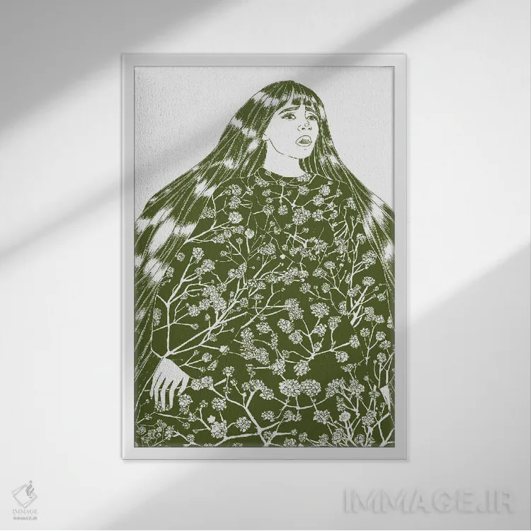 تابلو مدرن گل نفس کودک اثر الا مازور - نمای قابدار سفید