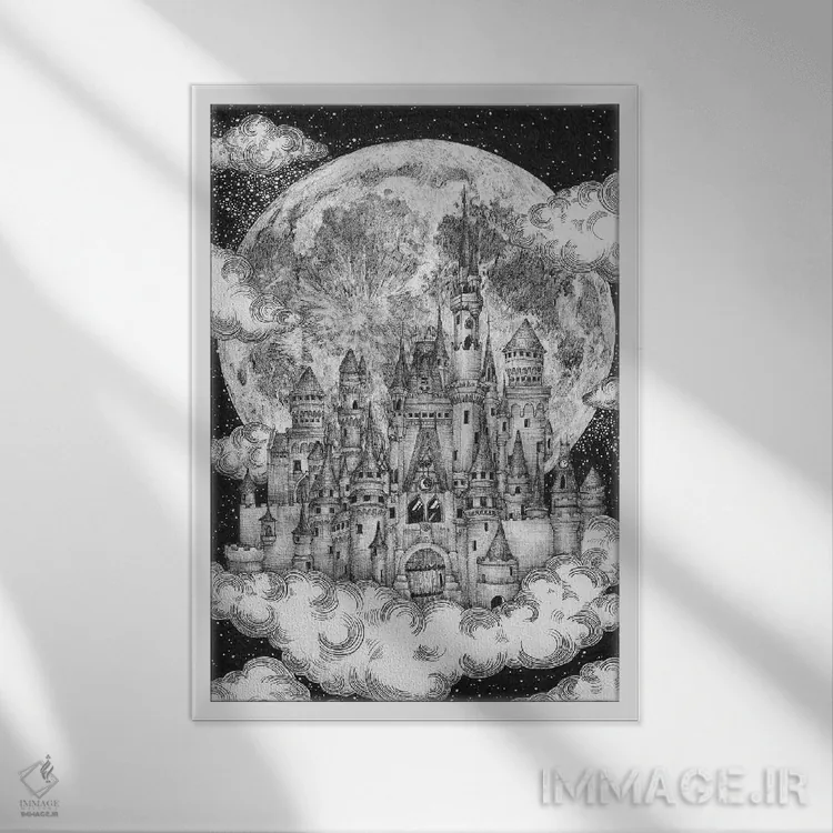 تابلو دکوراتیو پادشاهی جادویی ماه اثر الا مازور - نمای قابدار سفید