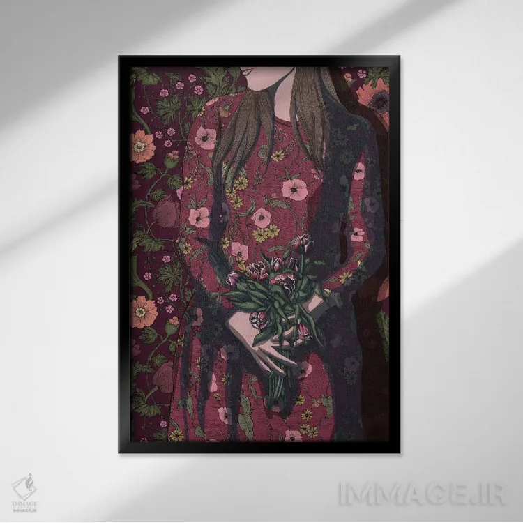 تابلو دکوراتیو در انتظار پژمرده شدن اثر الا مازور - نمای قابدار مشکی